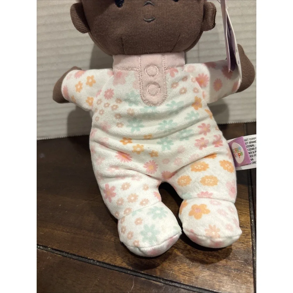 NEW WITH TAG Giggle Scape Plush Baby Doll Brown‎ Girl Floral Soft Lovey Pink